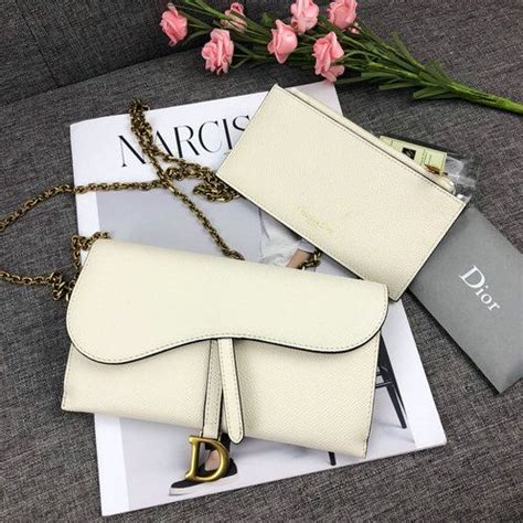 dior wallet on chain white|Dior saddle wallet with chain.